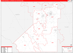 Hanford-Corcoran Metro Area Wall Map Red Line Style 2026